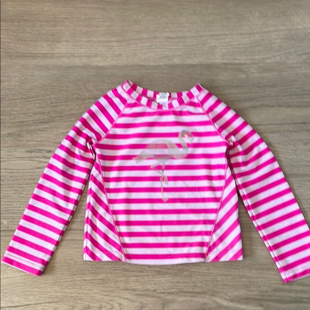 . GAP Pink and White Rashguard Swim Shirt with Stripes size 3